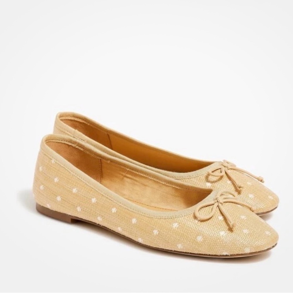 Women's Raffia Polka Dot Ballet Flats